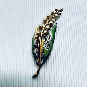 CORO Enameled Lily of The Valley Brooch. 1941 design by Gene Verracchio